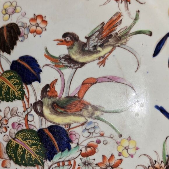 Masons C1850s Floral And Birds Ironstone Plate 9" - Picture 4 of 12